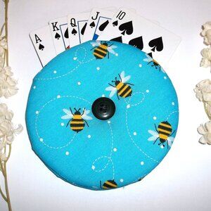 Playing Card Holder Gift Idea Bee Fabric Handmade Gift Idea Game Girl Woman PC2